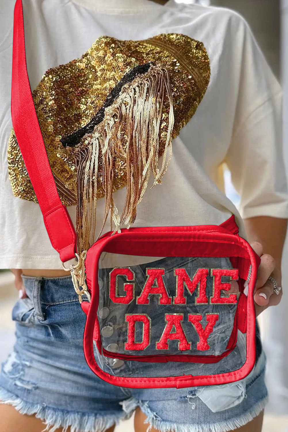 Black GAME DAY Rugby Football Clear Shoulder Bag
