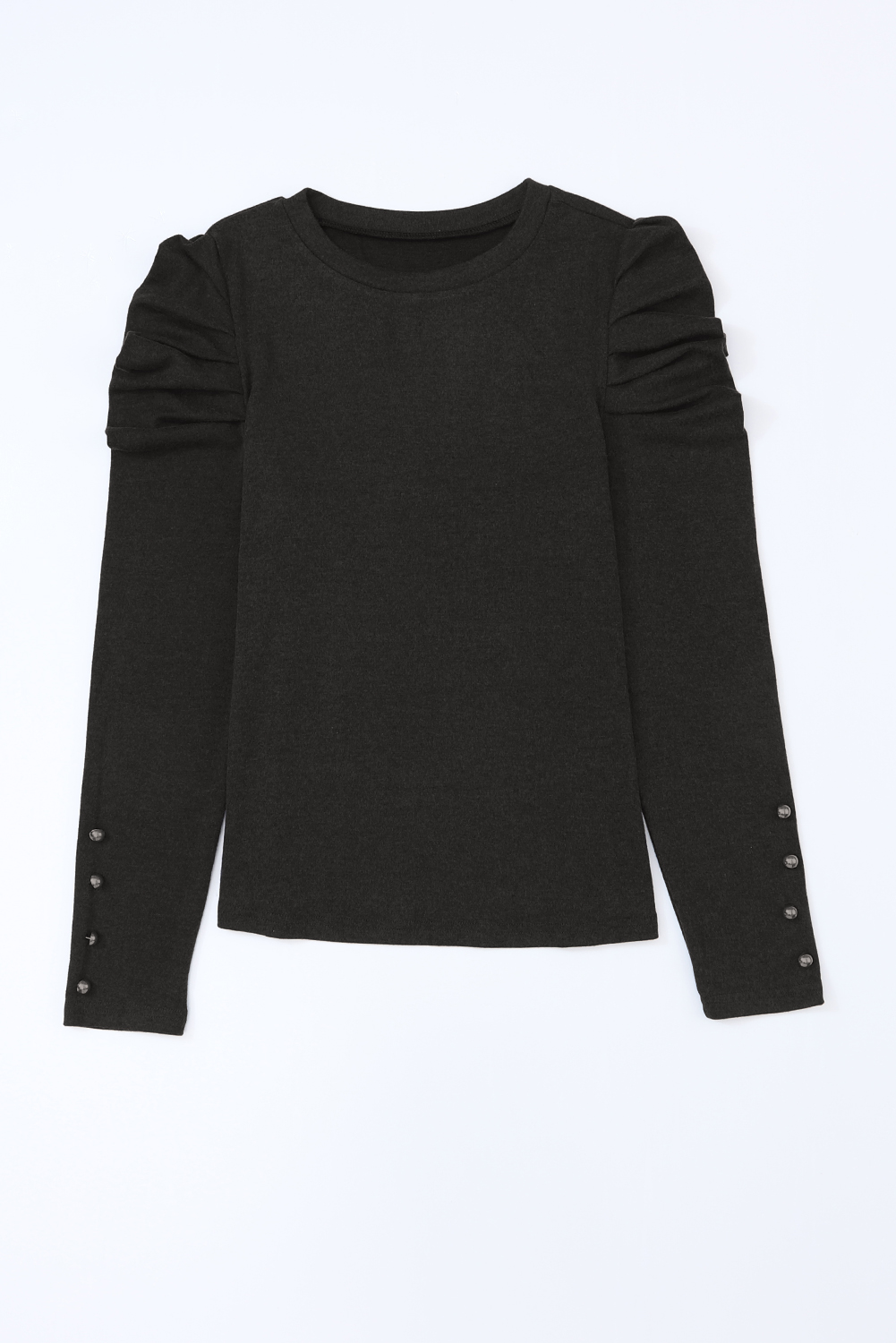 Green Buttoned Puff Long Sleeve Sheath Top