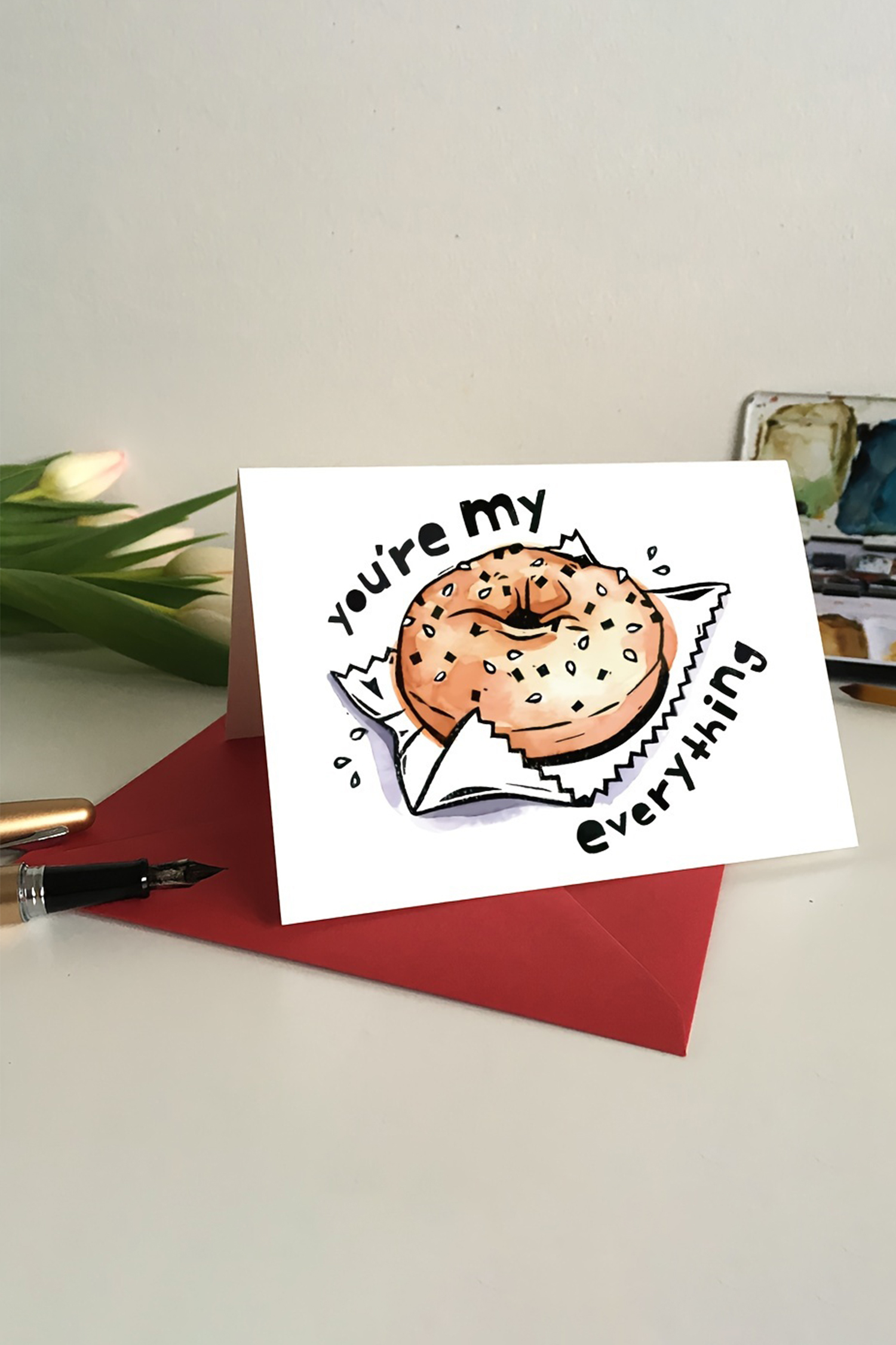 White Youre My Everything Bagel Card