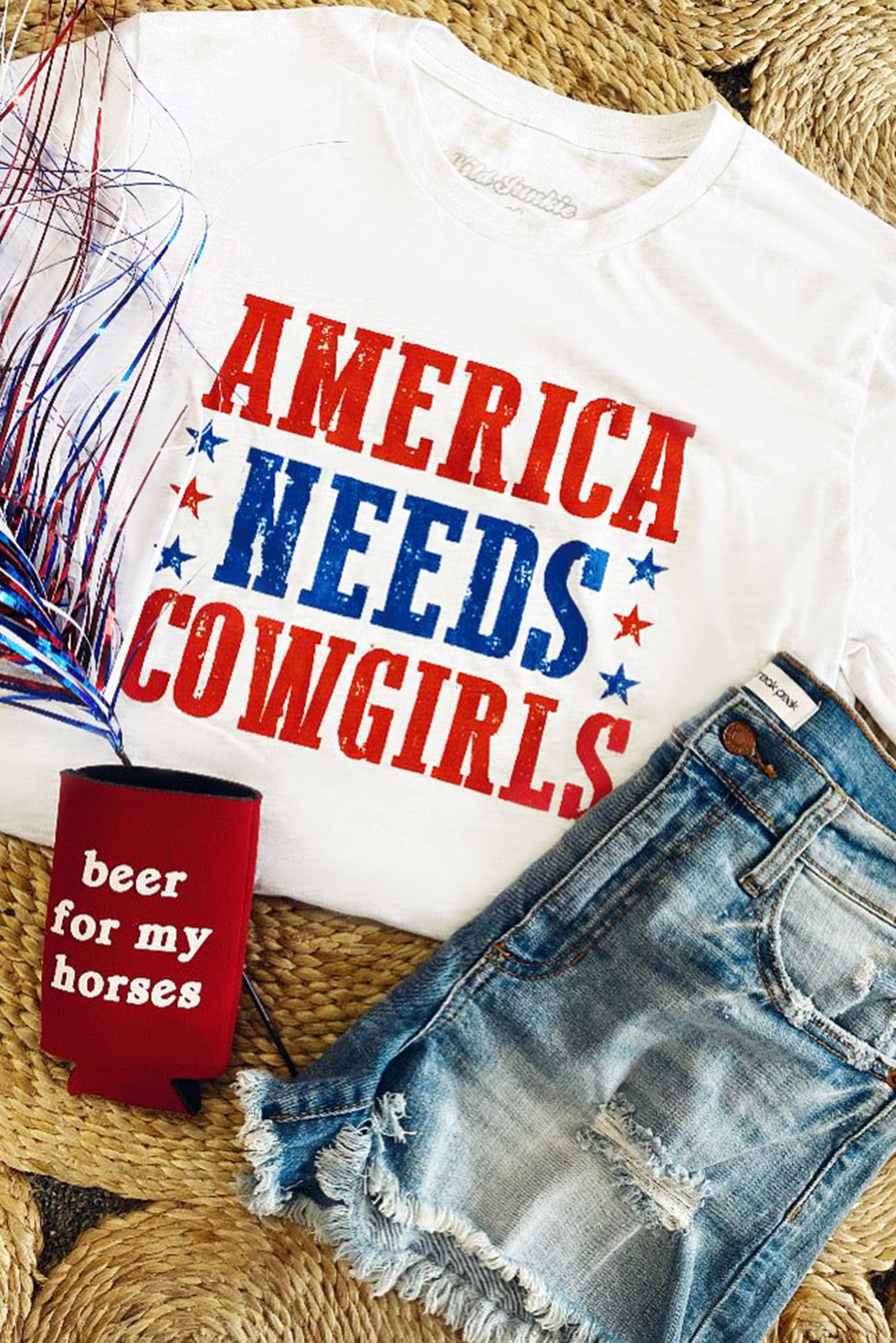 White PARTY IN THE USA Flag Fashion Graphic Tee
