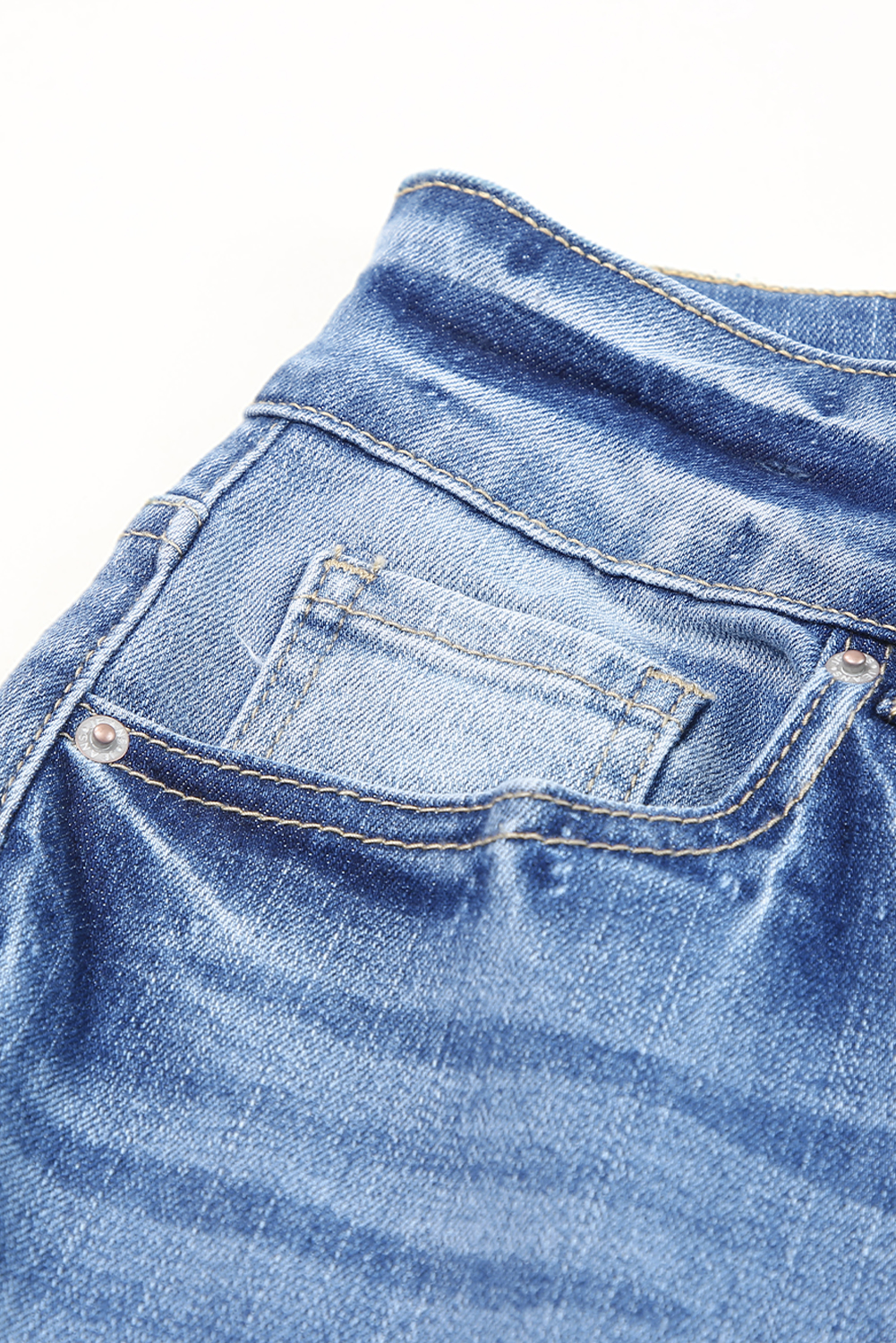 High Waist Distressed Straight Leg Jeans