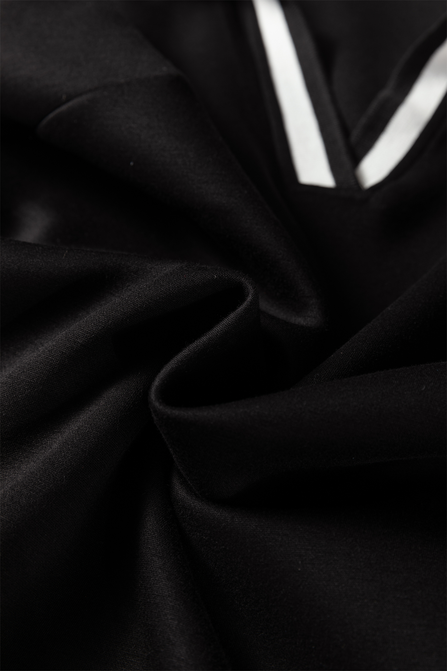 Black Striped Trim V Neck Collared Long Sleeve Shift Mini Dress