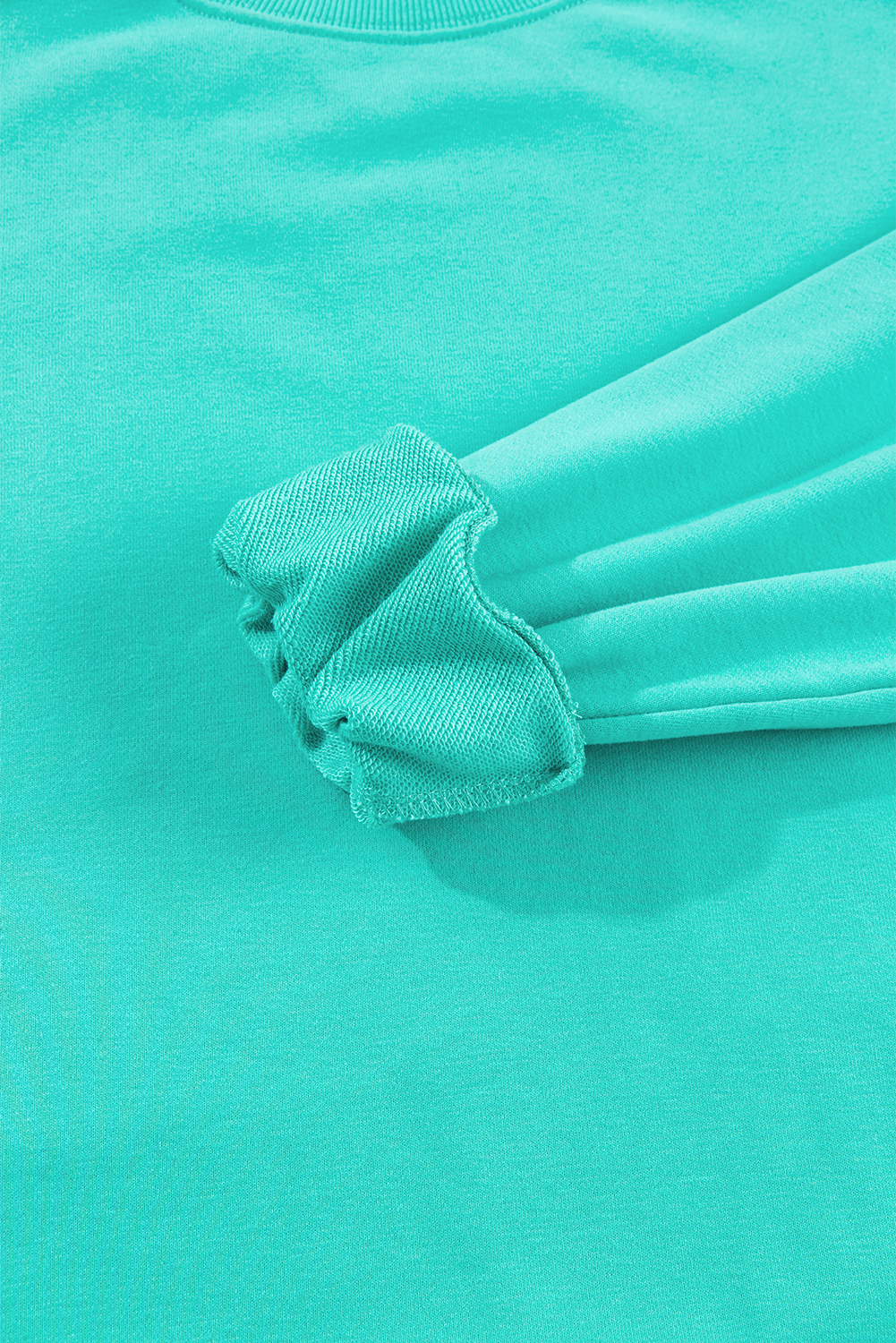 Navy Blue Plain Drop Shoulder Crewneck Pullover Sweatshirt