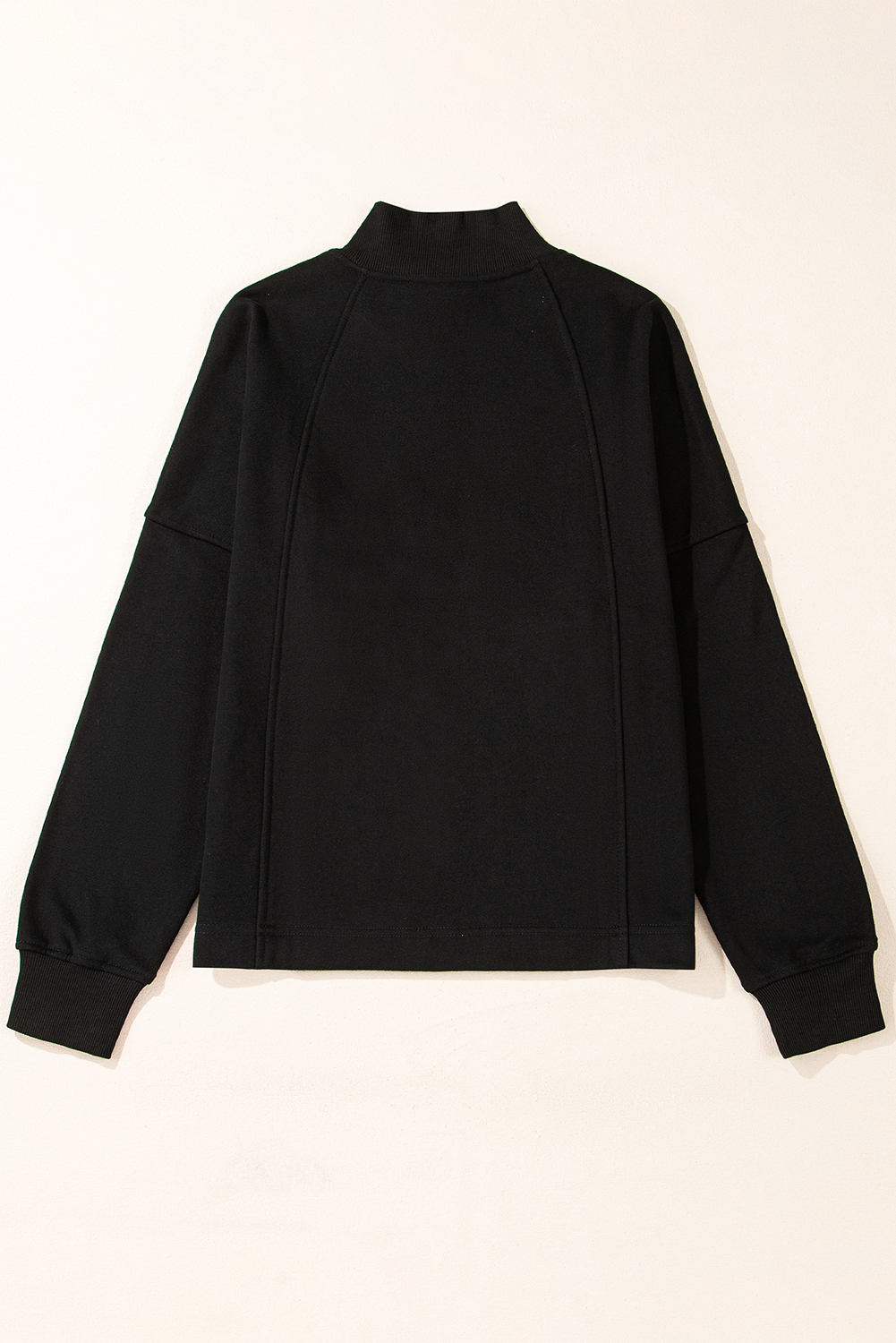 Fushia Zipped Neck Pullover Drop Shoulder Sweatshirt