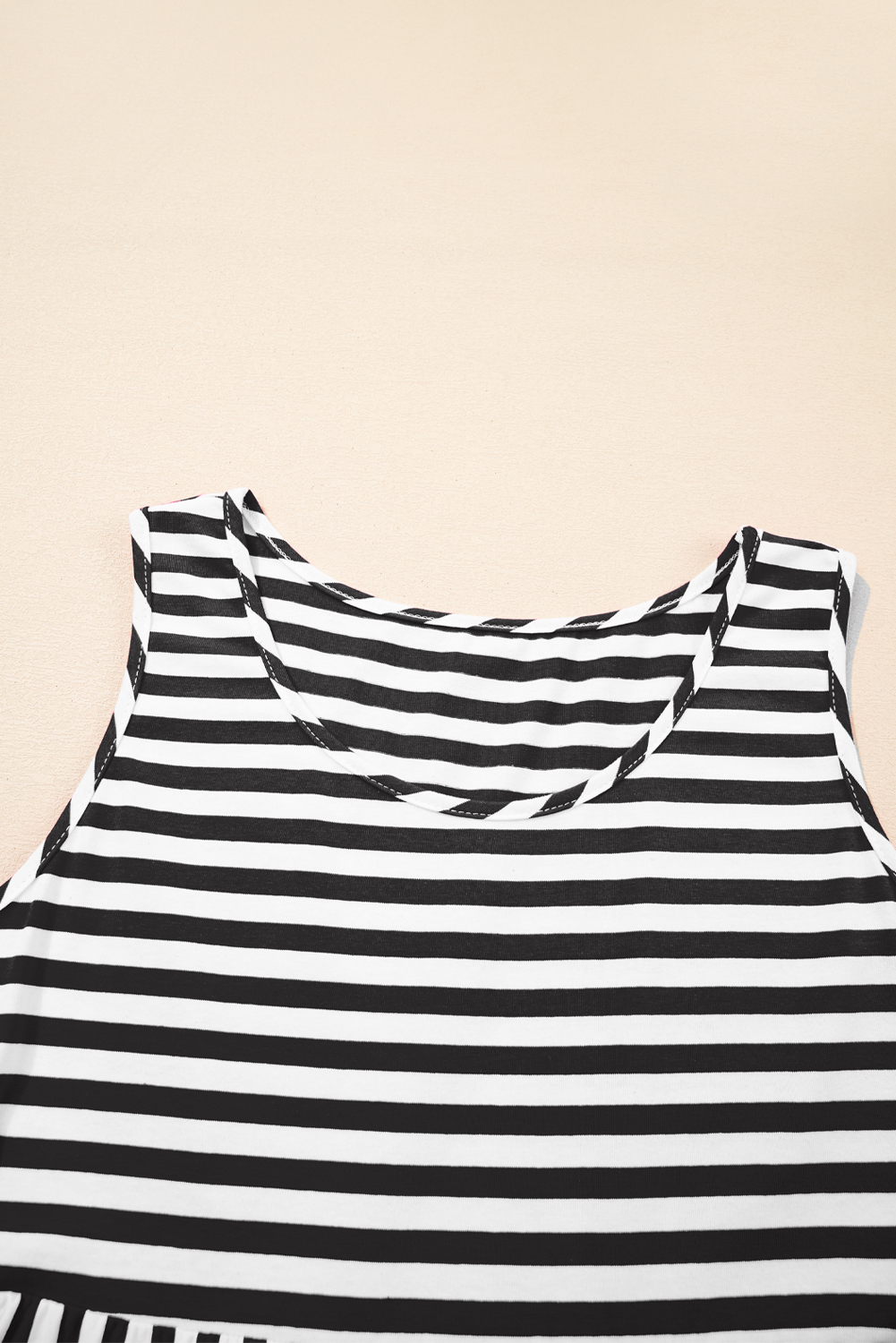 Black Stripe U Neck Sleeveless Loose Fit Mini Dress
