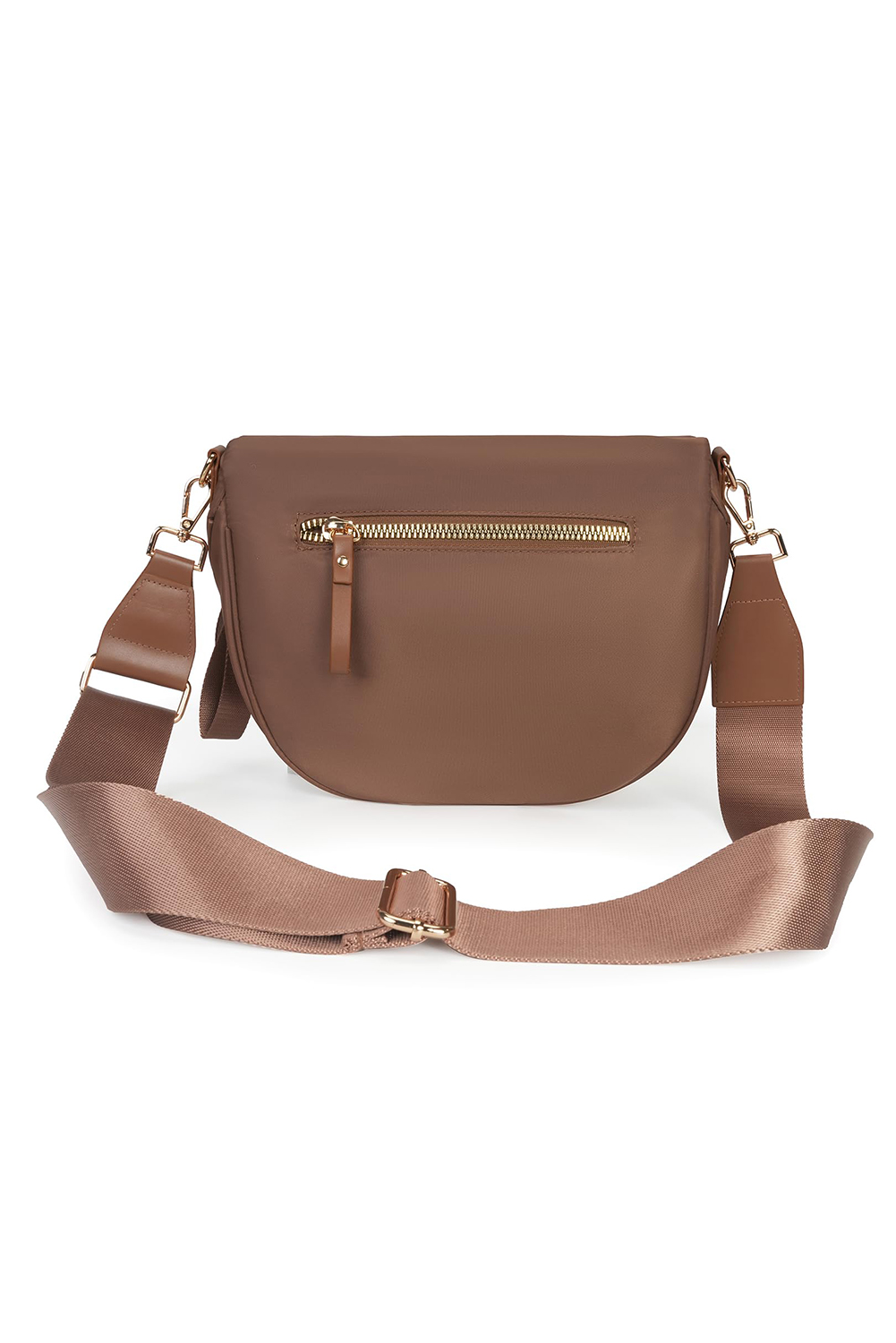 Light Grey Double Zip Crescent Shape Adjustable Sling Bag