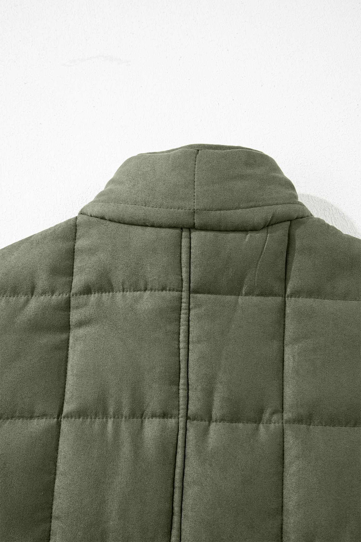 Khaki Zip-Up Pocket Quilted Jacket