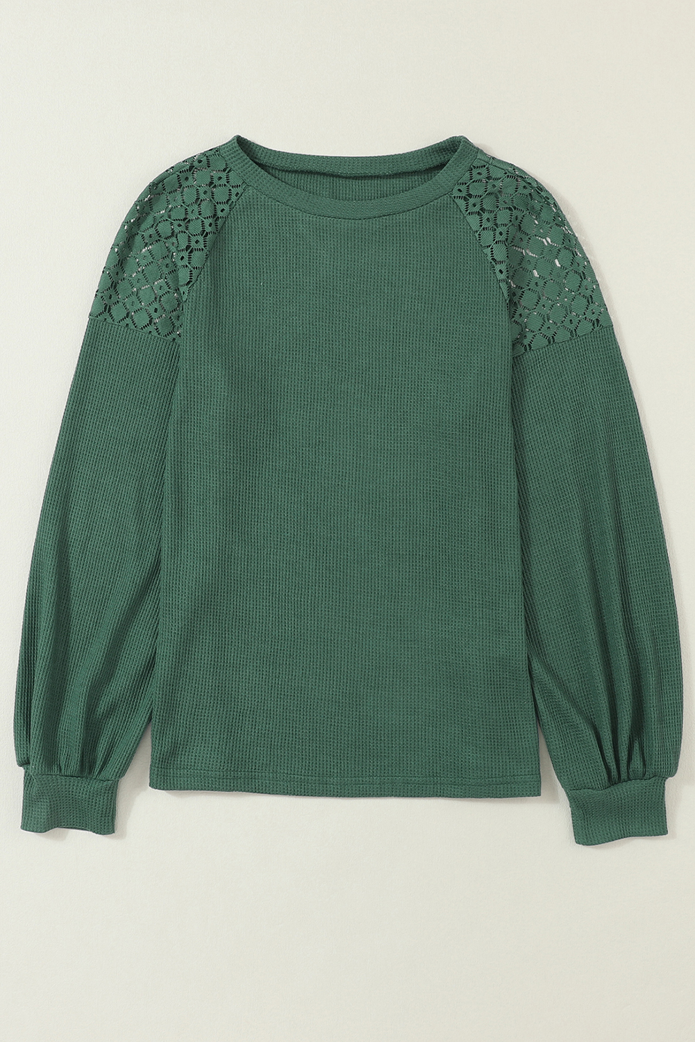 White Lace Long Sleeve Textured Pullover