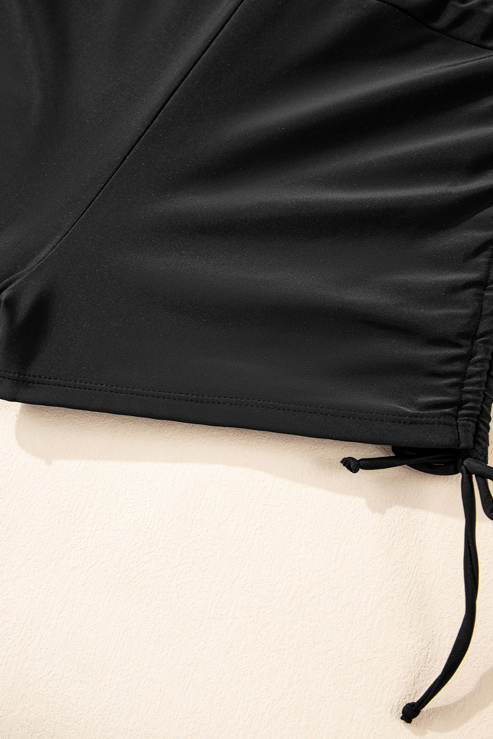 Black Striped Halter Top Drawstring Ruched High Waisted Bikini