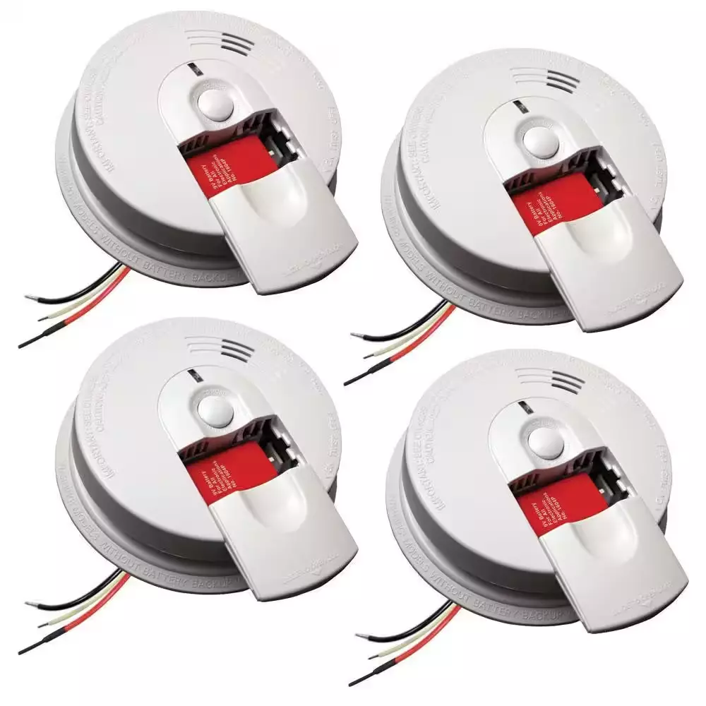 Pack Hardwired Smoke Alarm with Ionization Sensor, 120V AC, 9V Battery Backup