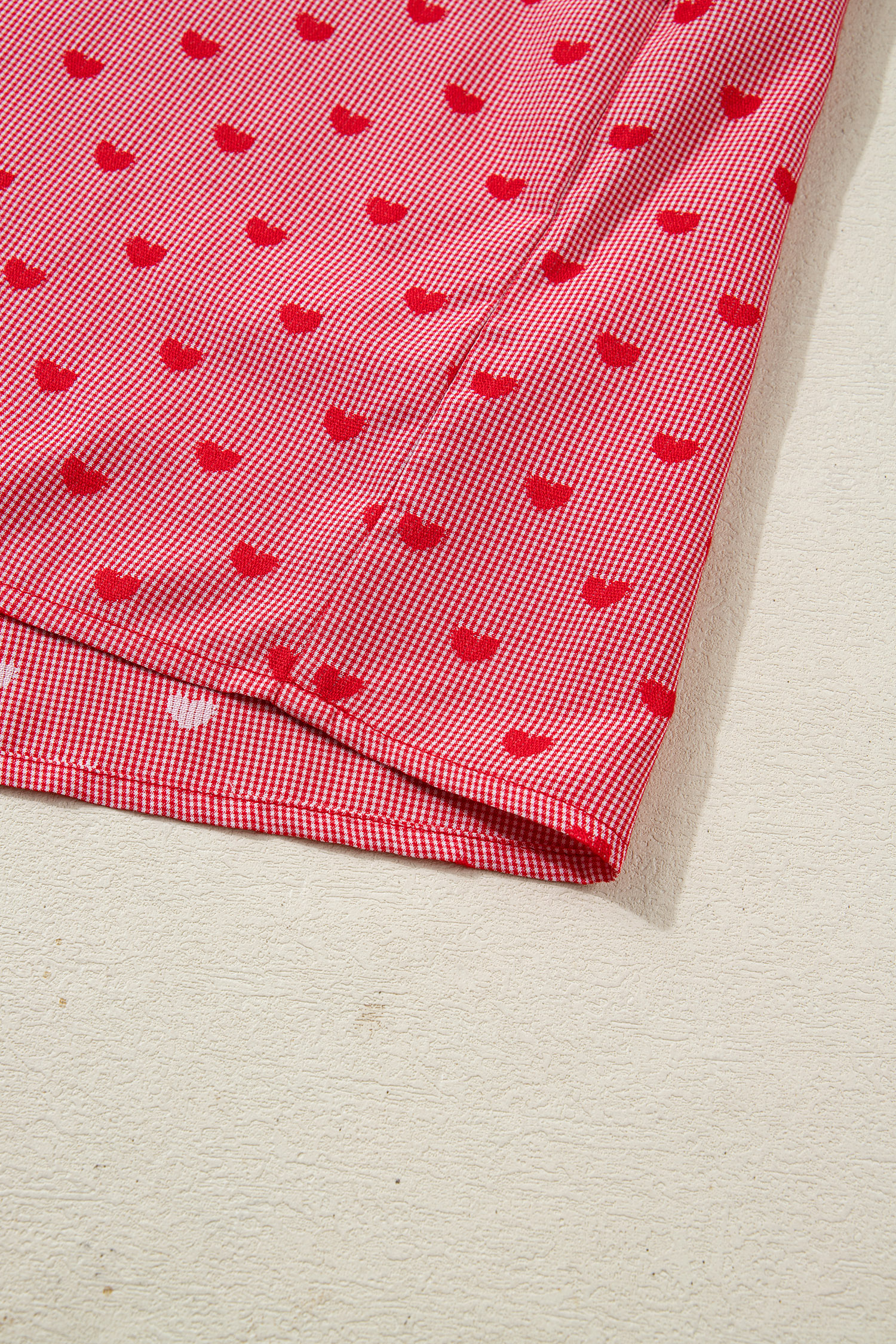 Red Heart Shape Print Half Sleeve Loose Valentine Shirt