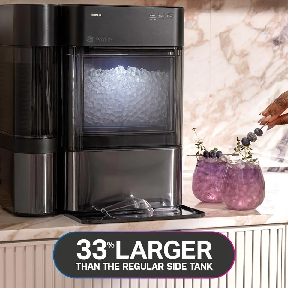GE Profile Opal 2.0 XL with 1 Gallon Tank, Chewable Crunchable Countertop Nugget Ice Maker, Scoop included, 38 lbs in 24 hours, Pellet Ice Machine with WiFi & Smart Connected, Stainless Steel