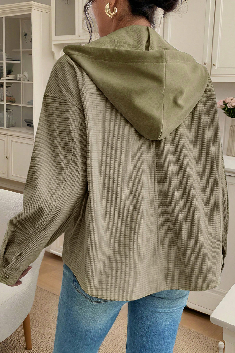 Sail Blue 2 in 1 Thermal Knit Textured Hooded Jacket