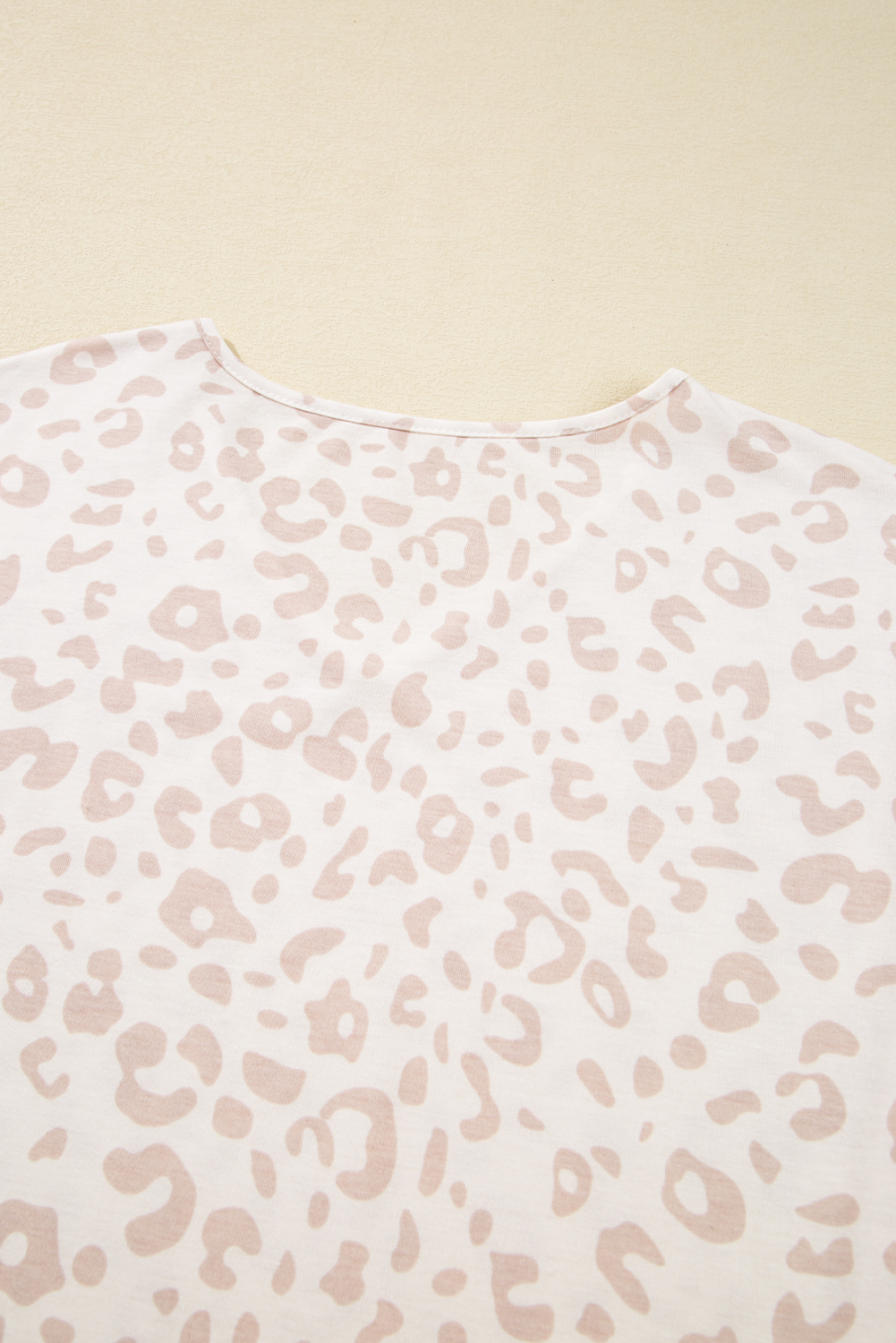 Beige Cheetah V Neck Tee and Pants Lounge Set