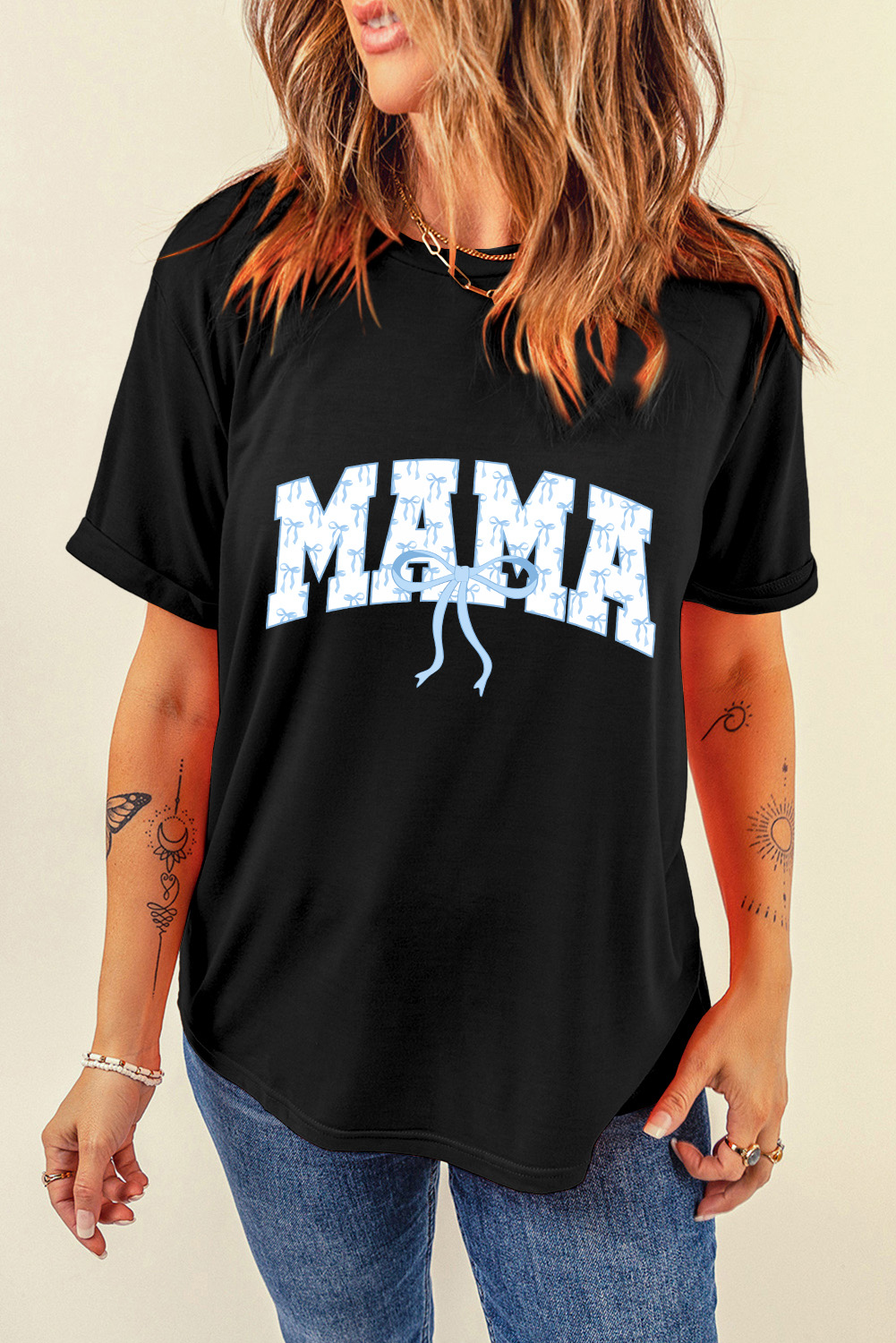 Black Bow MAMA Graphic Loose Tee