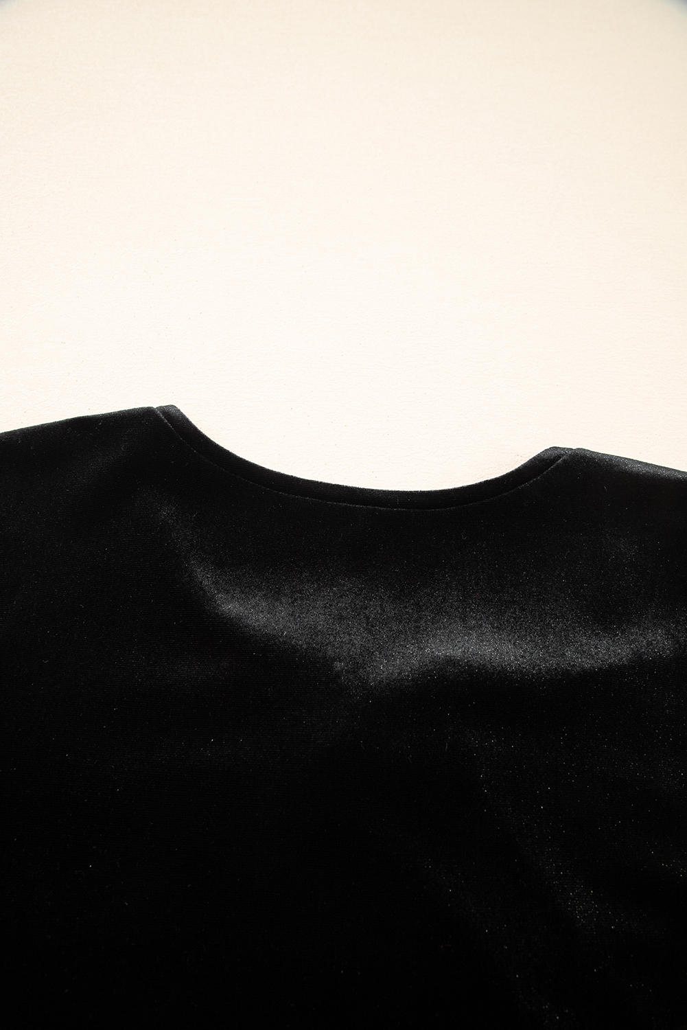 Black Front Tie Velvet Bubble Sleeve Mini Dress
