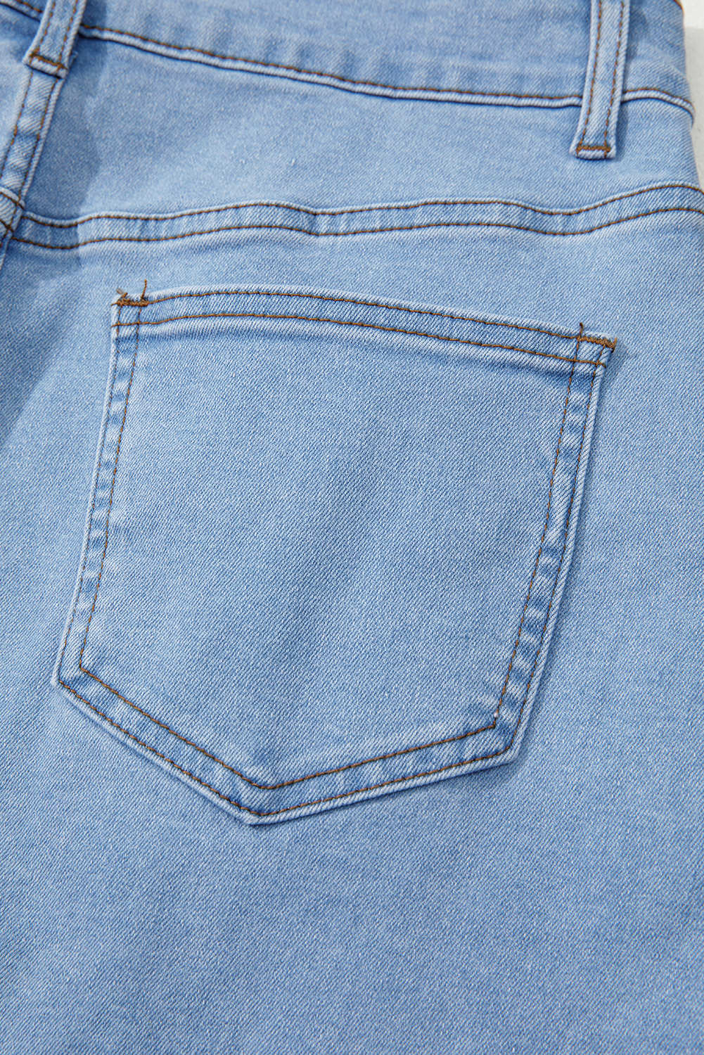 Beau Blue Western Embroidered Denim Mini Skirt