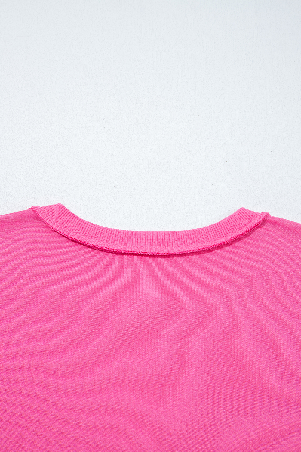 Bright Pink Raw Edge Half Buttons Pullover and Jogger Pants Set