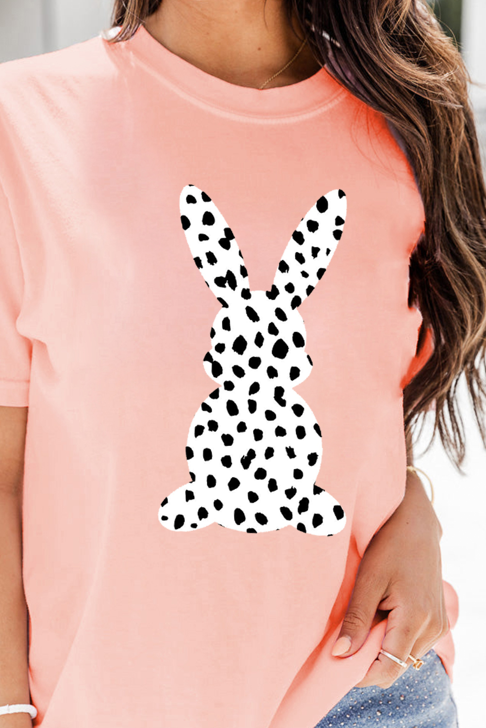 White Easter Egg Bow Bunny Ear Printed T Shirt