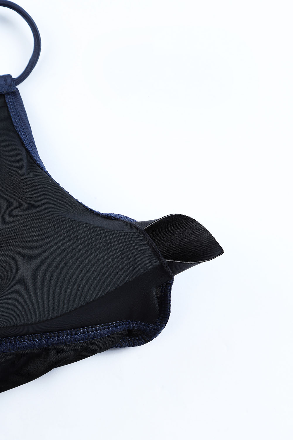 Blue Adjustable Straps Ribbed Knit One Piece Swimsuit