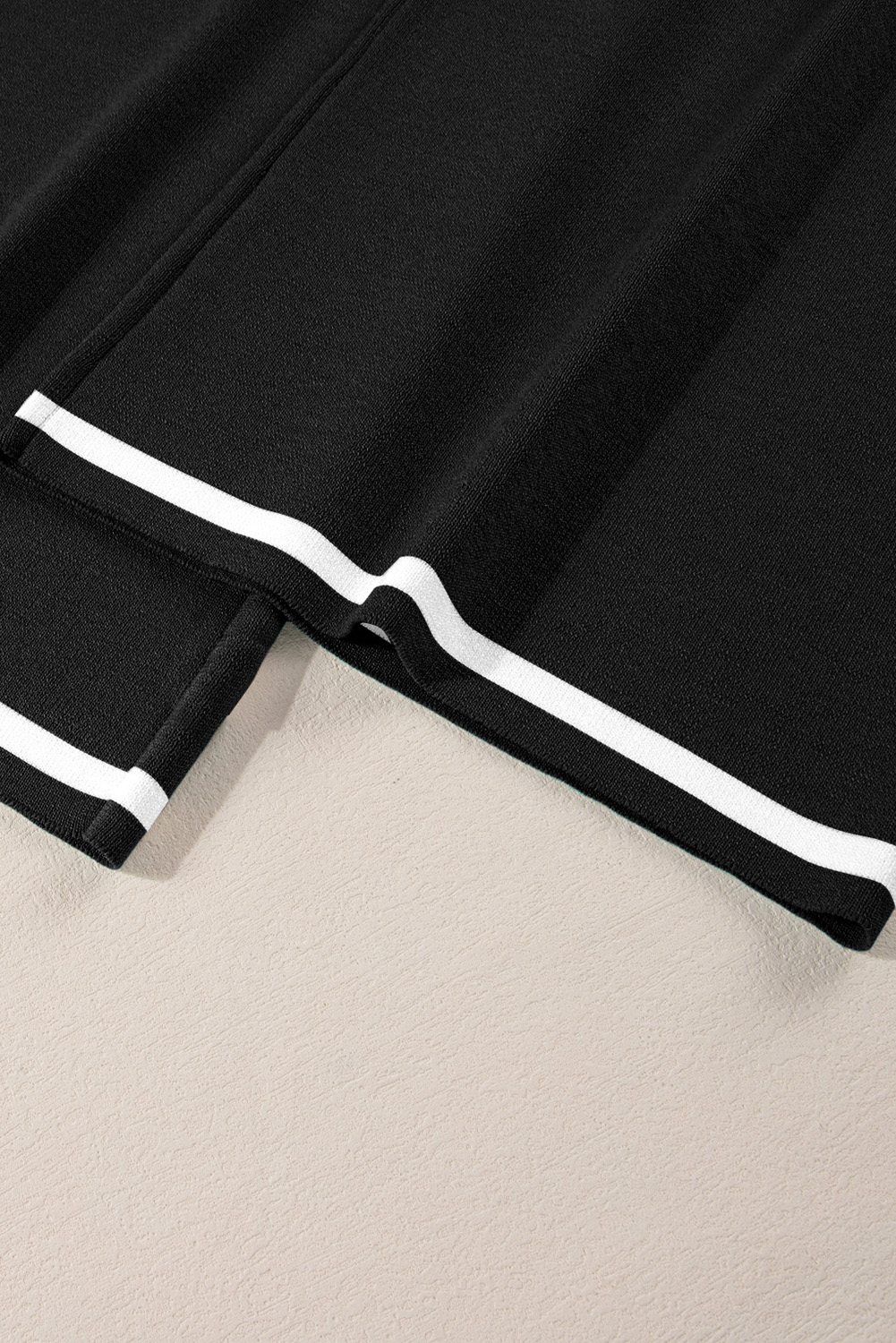 Blackish Green Contrast Trim Half Sleeve Top Drawstring Pants Loose 2pcs Sweater Suit