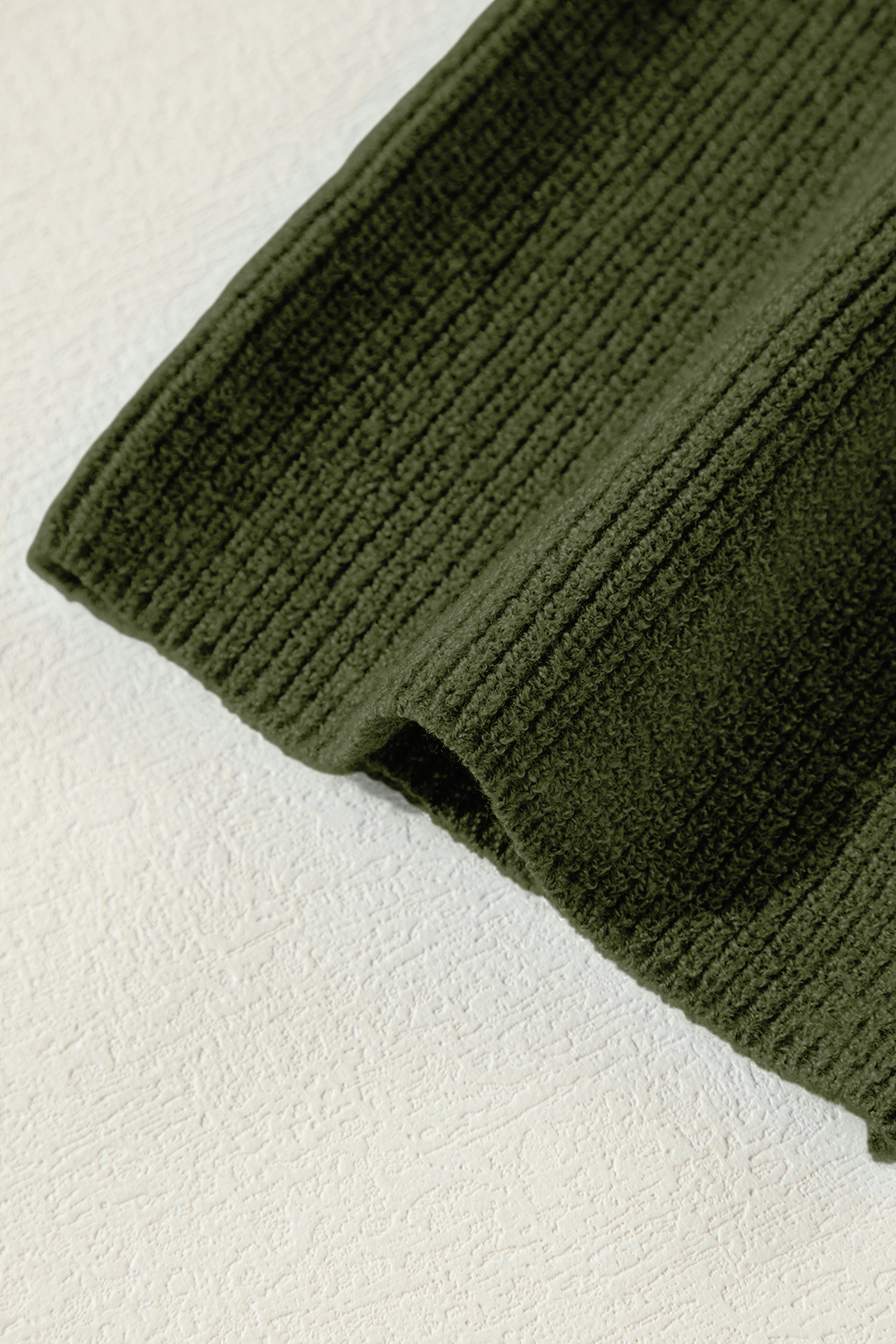 Moss Green Lightweight Ribbed Knit Button Front V Neck Cardigan