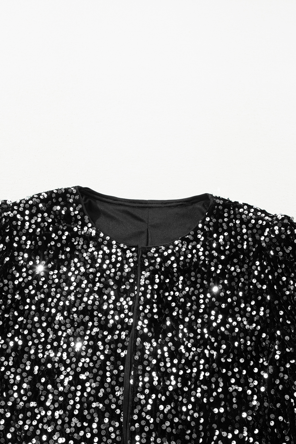 Golden Fleece Sequined Open Front Cropped Jacket