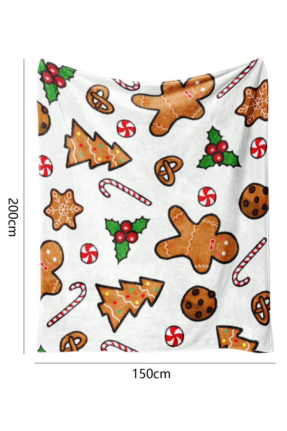 White Christmas Gingerbread Man Candy Elements Printed Blanket