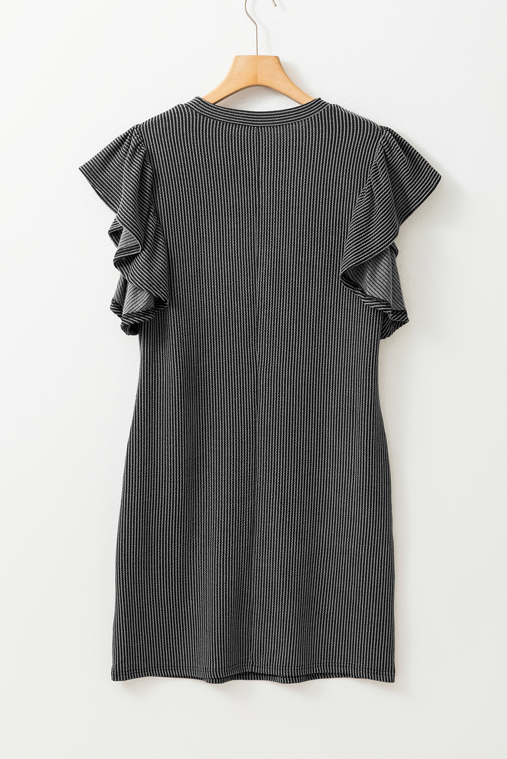 Bright Pink Striped Ribbed Knit T-shirt Shift Dress