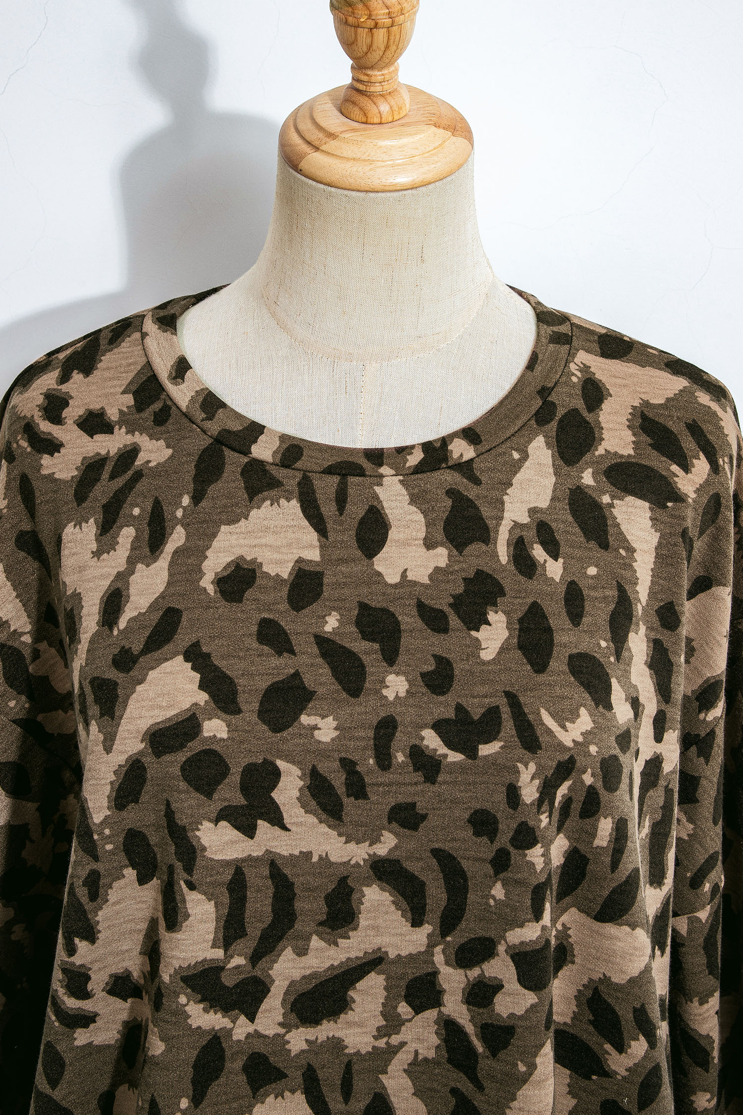 Brown Leopard Loose Tee Drawstring Waist Barrel Pants Set
