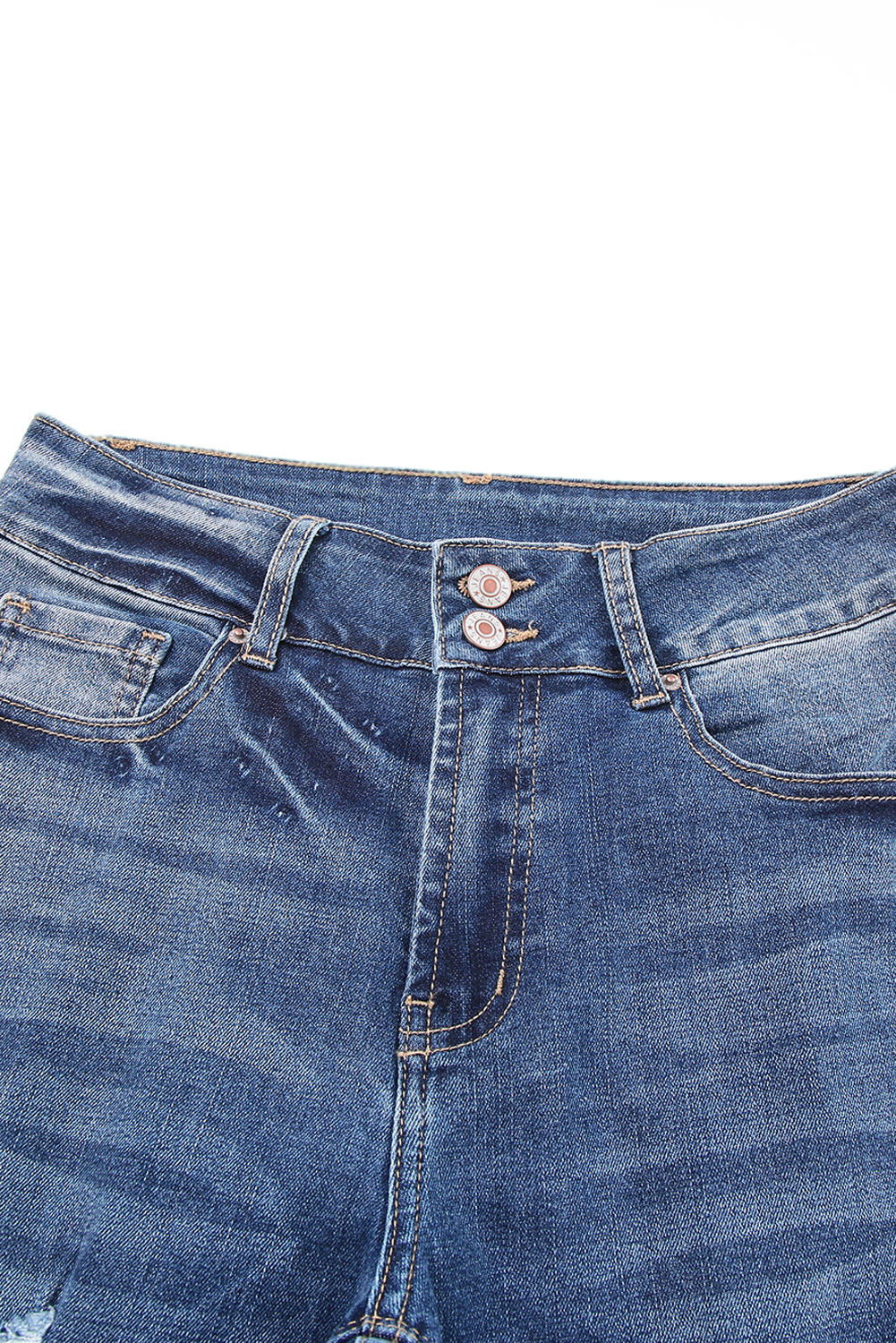 High Waist Distressed Straight Leg Jeans
