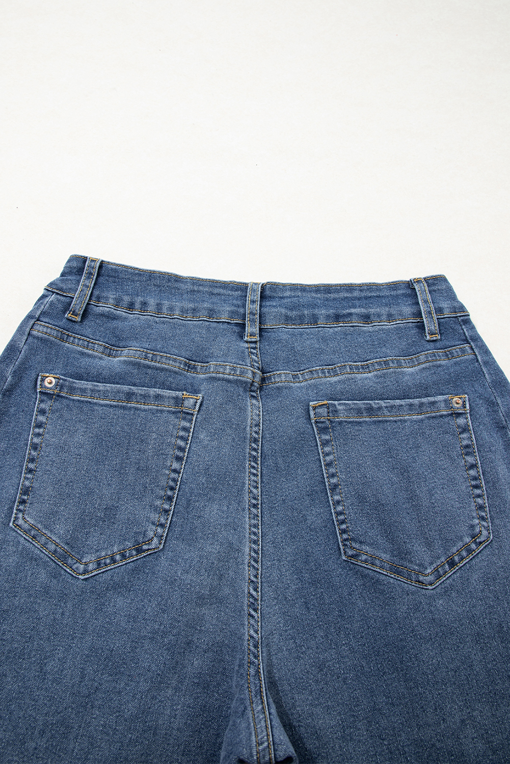 Ashleigh Blue Stitched Raw Hem Wide Leg Loose Jeans