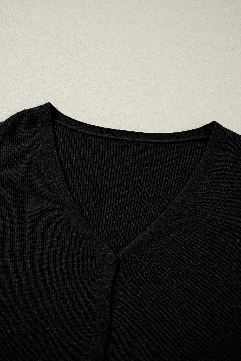 Moss Green Lightweight Ribbed Knit Button Front V Neck Cardigan