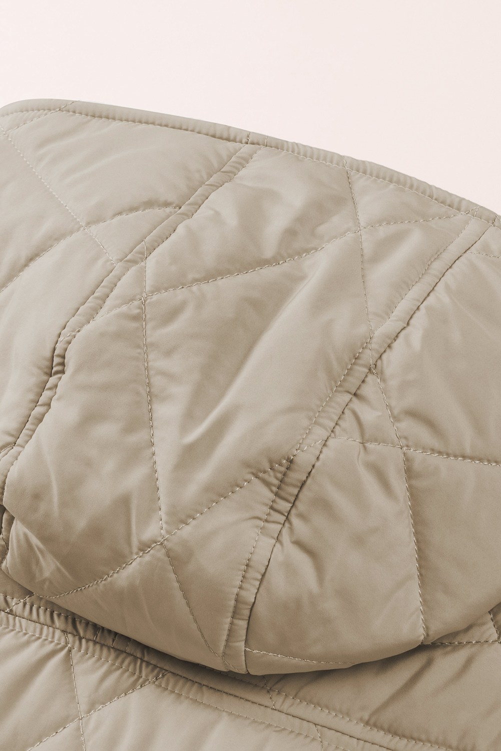 Green Quilted Snap Button Hooded Puffer Coat