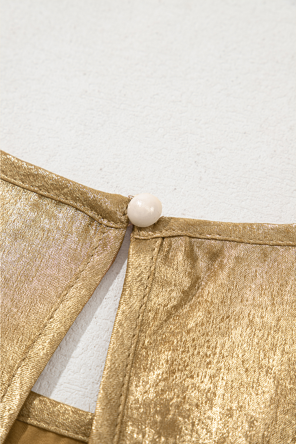 Gold Metal Textured Round Neck Casual Tank Top