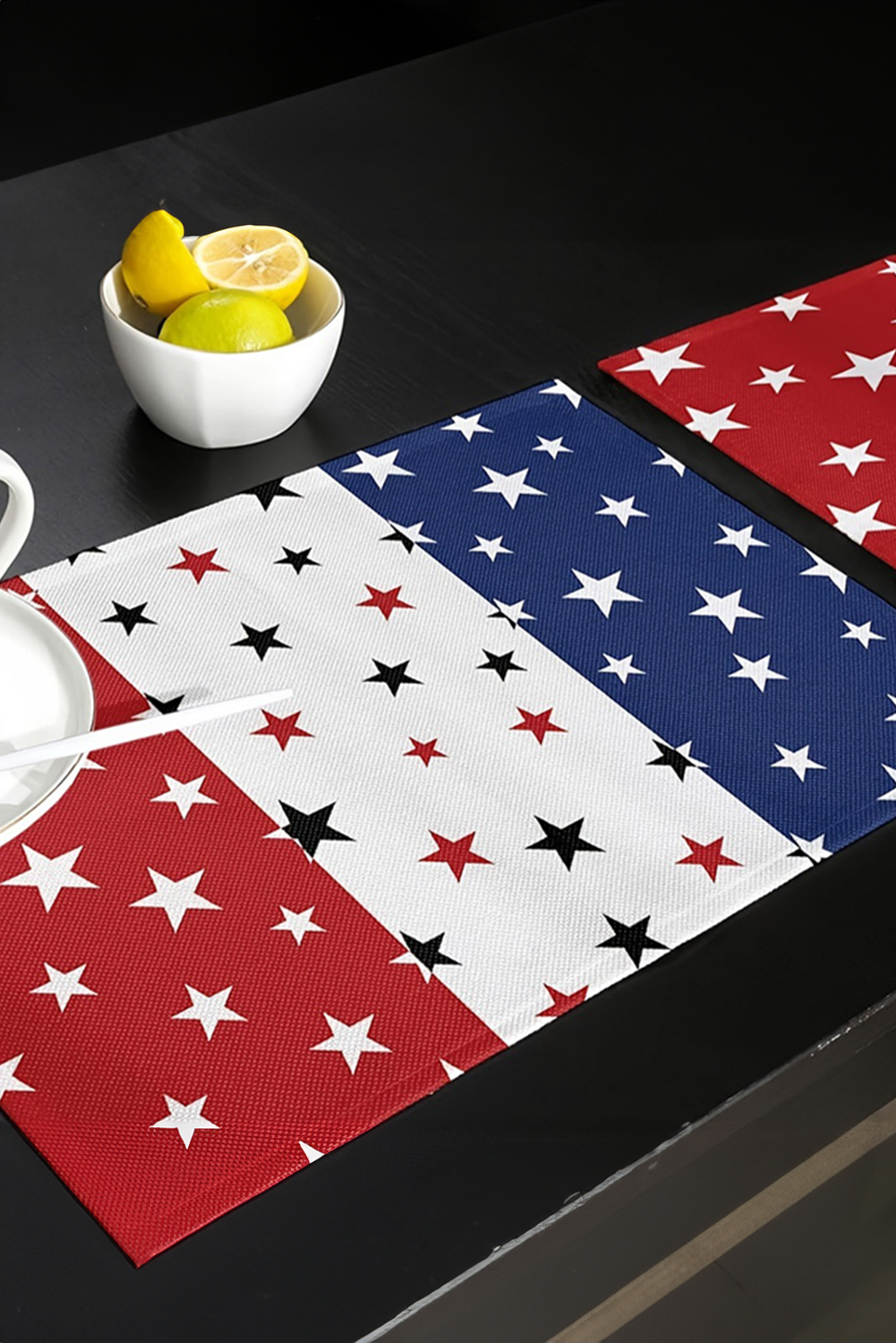 Dark Blue American Flag Star Print Reusable Placemat