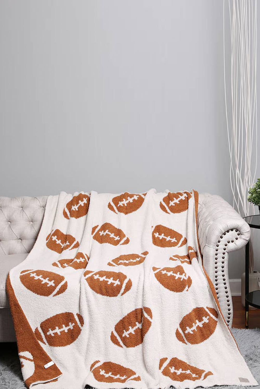 White Leopard & Rugby Football Print Flannel Blanket