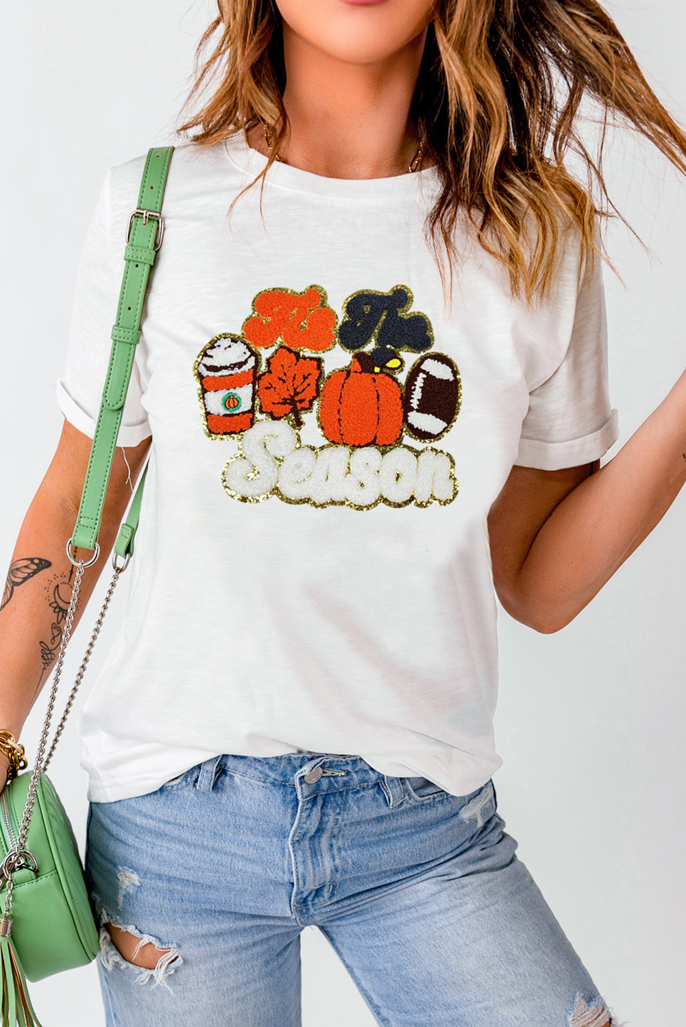 White Tis The Season Pumpkin Spice Latte Lover Graphic Crewneck T Shirt