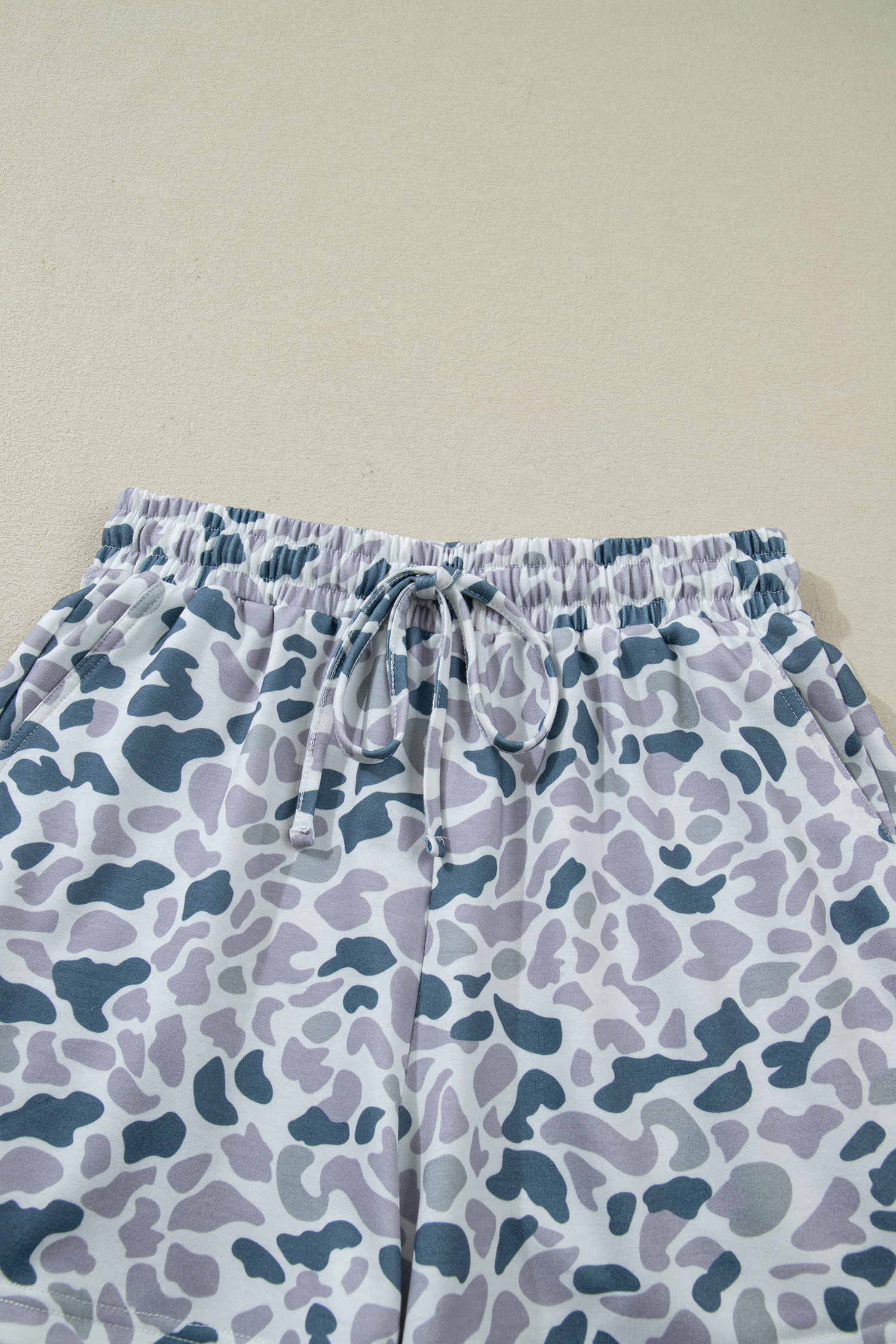 Beige Camo Print Wide Leg Casual Pants