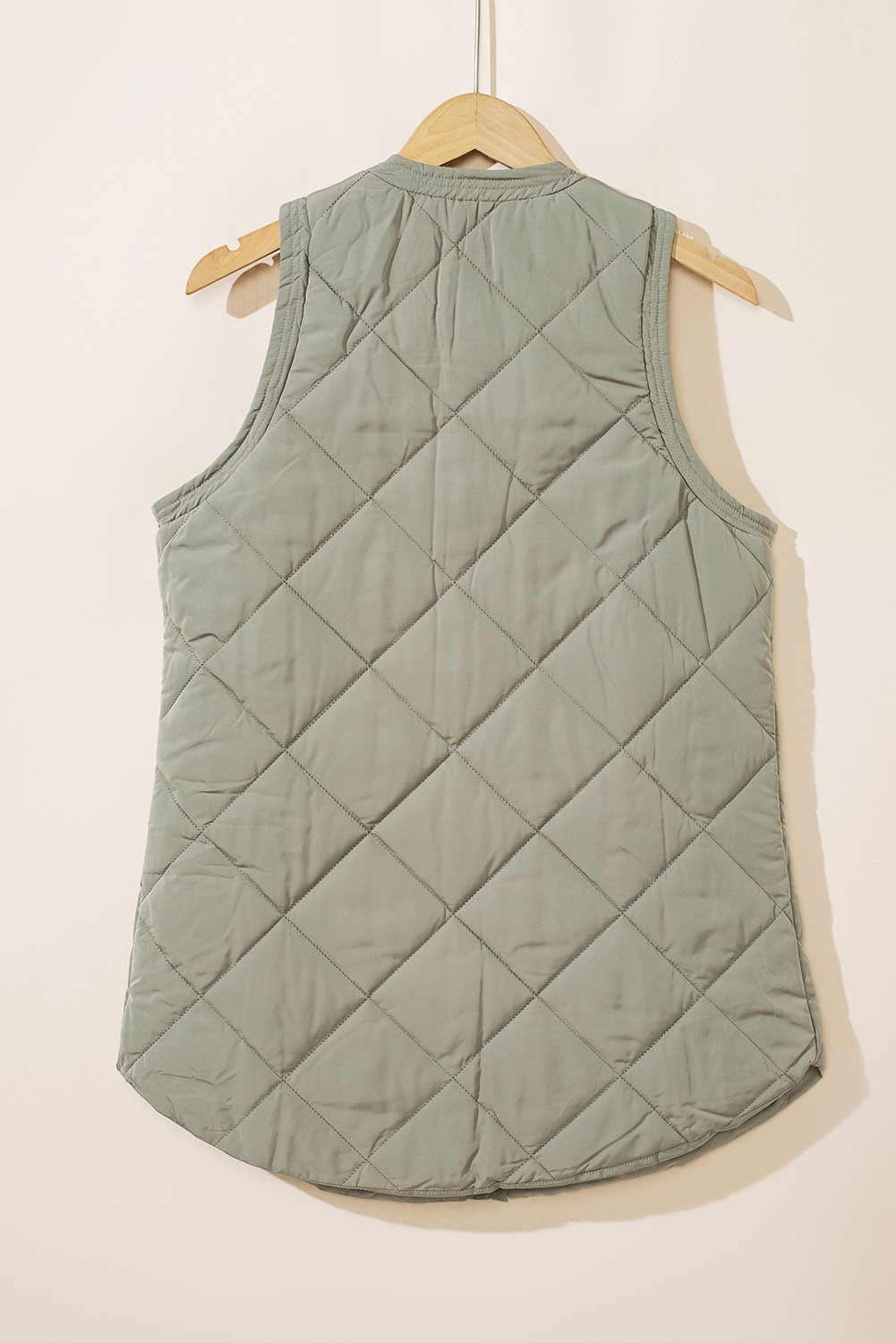 Green Quilted Snap Button Hooded Puffer Coat