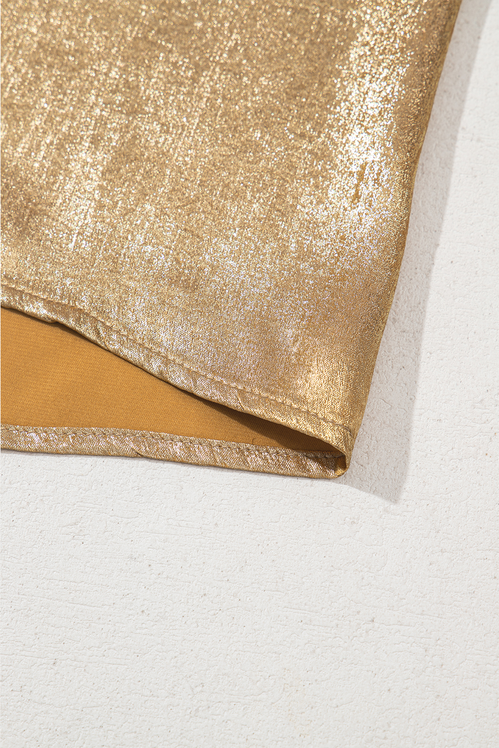 Gold Metal Textured Round Neck Casual Tank Top