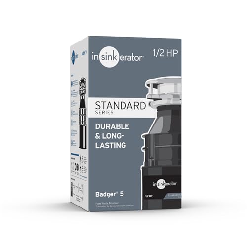InSinkErator Badger 5 Garbage Disposal, 1/2 HP Continuous Feed, Durable Steel, Easy Install
