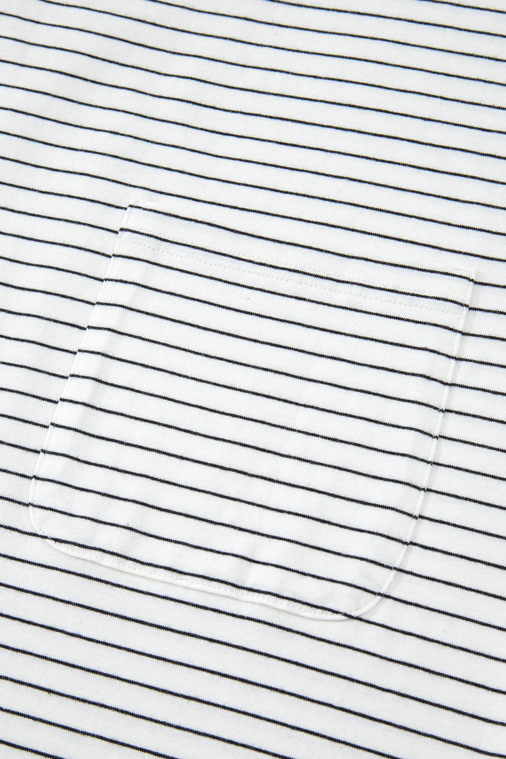 White Stripe Cap Sleeve Crew Neck Casual Tee with Chest Pocket