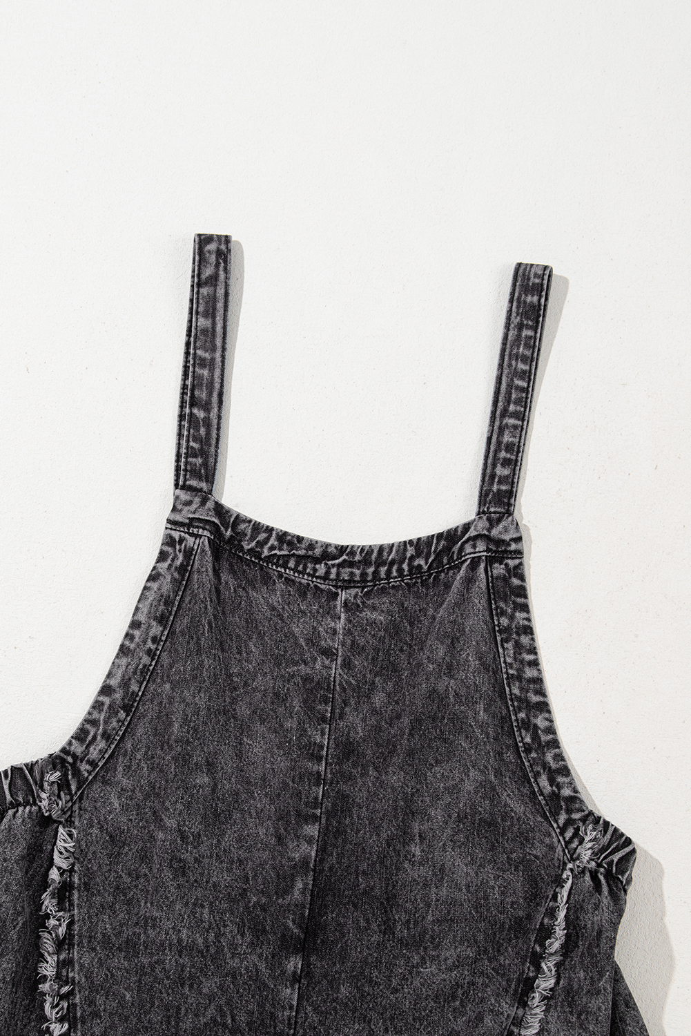 Beau Blue Light Wash Frayed Exposed Seam Wide Leg Denim Overall