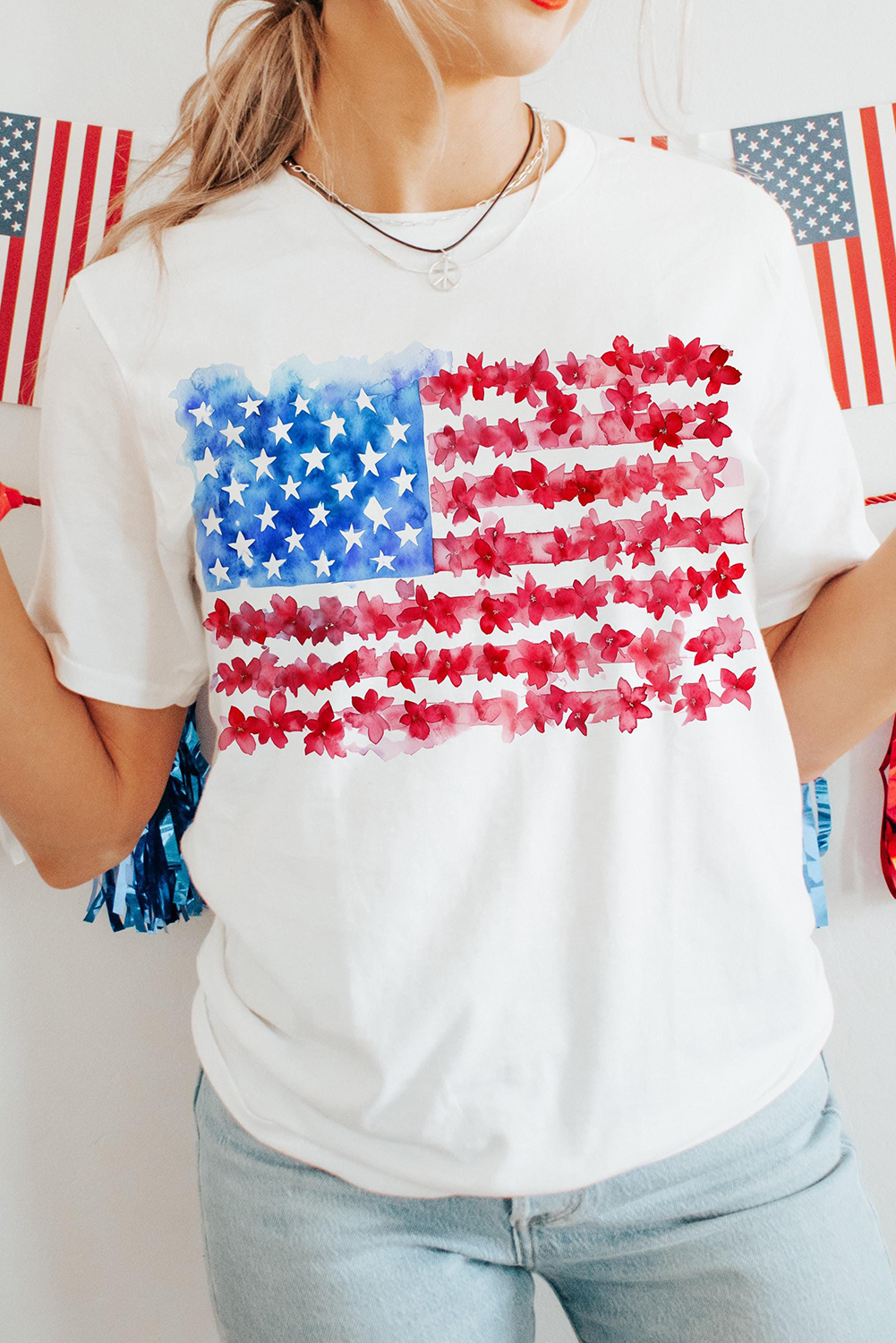 White Flag Graphic Crew Neck Tee