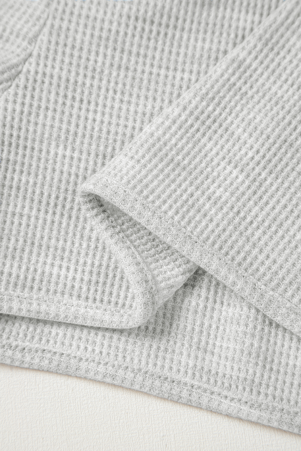 Light Grey Waffle Knit Sleeveless Buttoned Front Drawstring Elastic Waistband Romper
