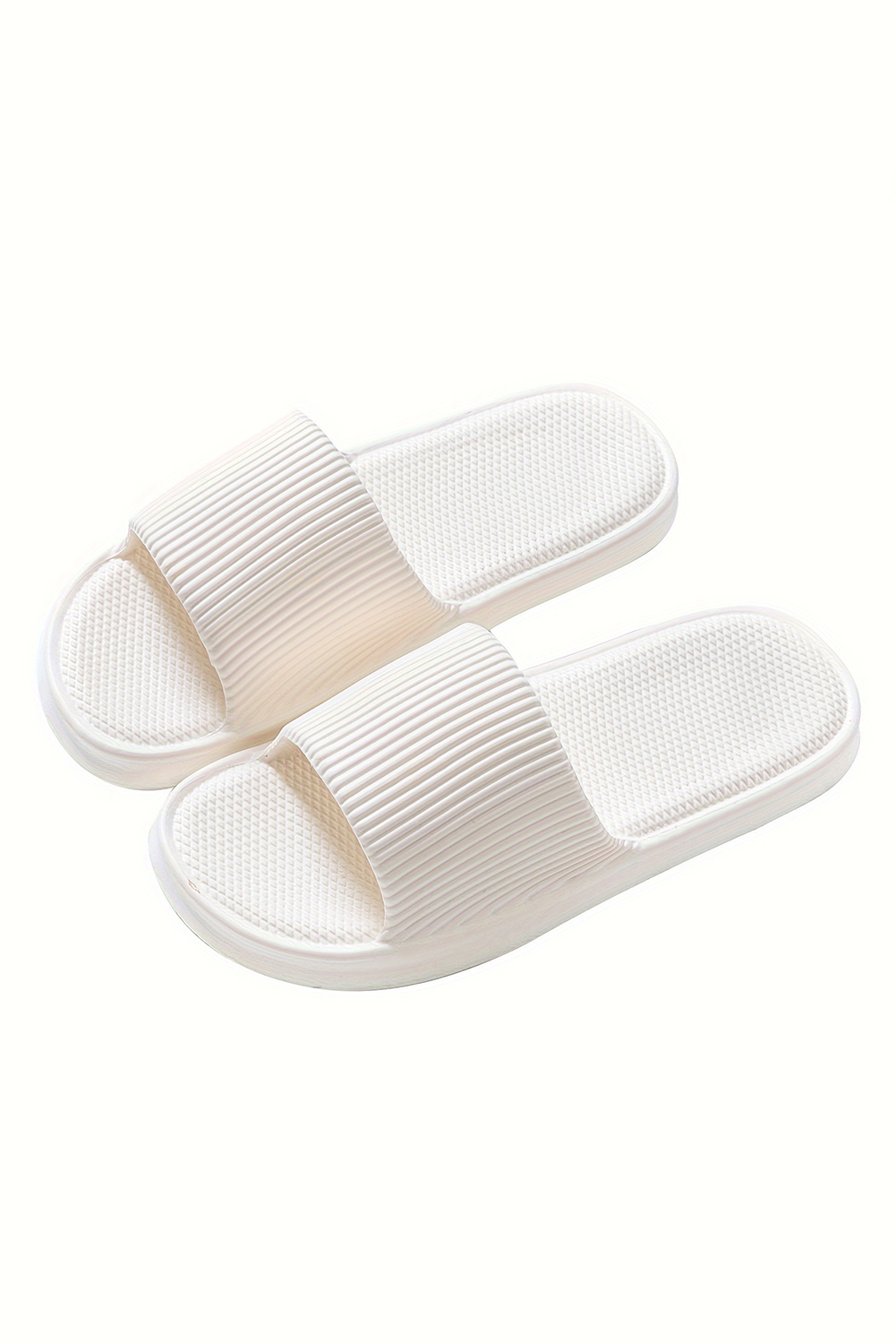 White Textured Thick Sole Soft EVA Home Slippers