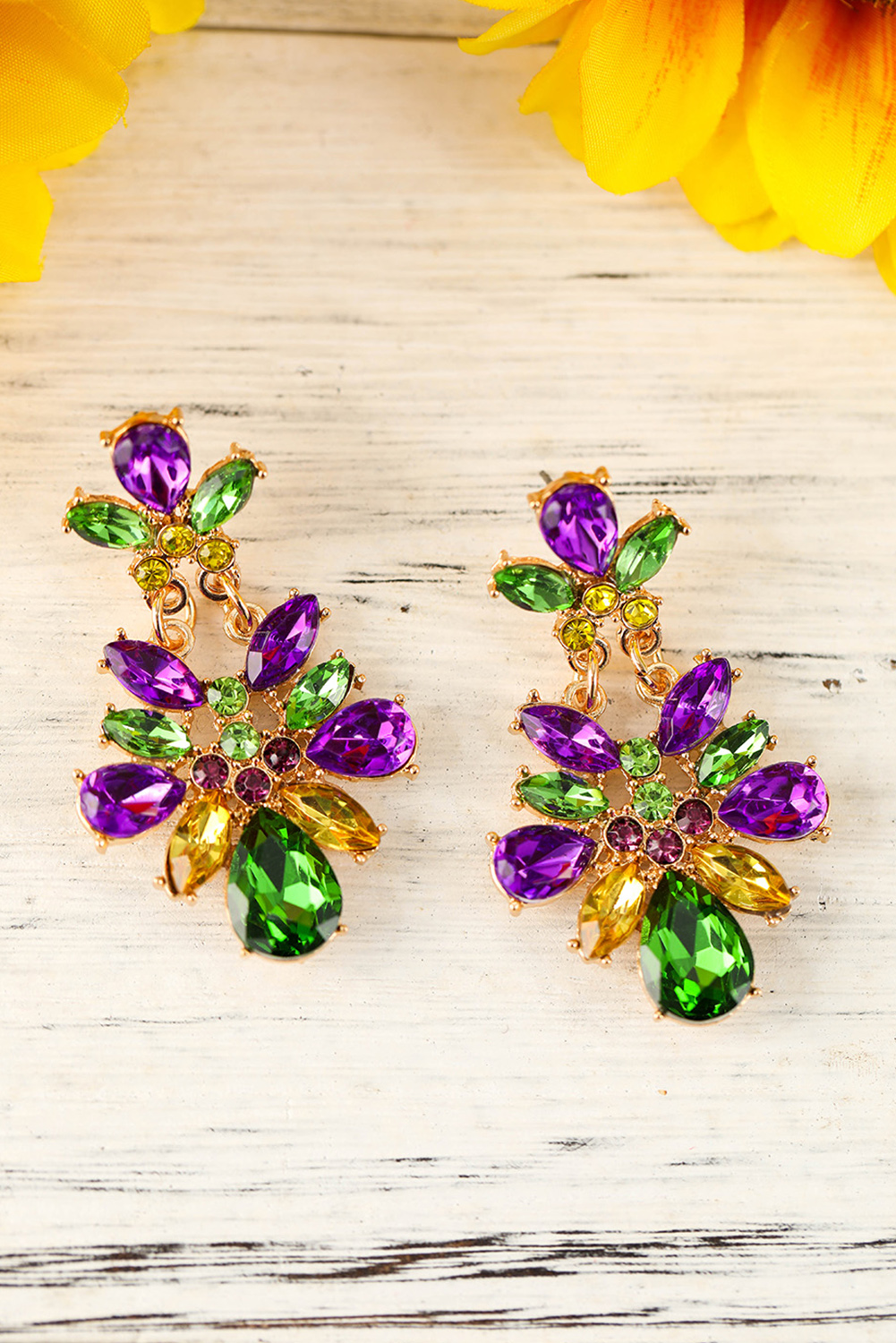 Purple Mardi Gras Shimmer Heart Earrings