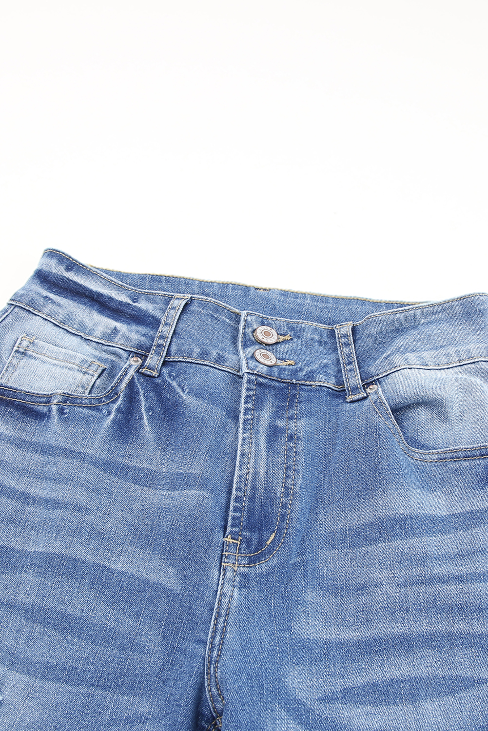 High Waist Distressed Straight Leg Jeans