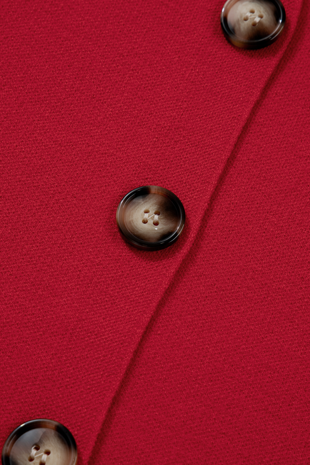 Fiery Red Collared Button Front Wrapped Cardigan Jacket